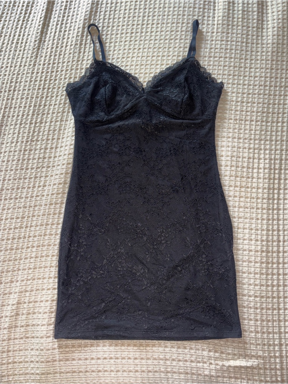 Garage Black Lace Chemise Slip with Adjustable Straps